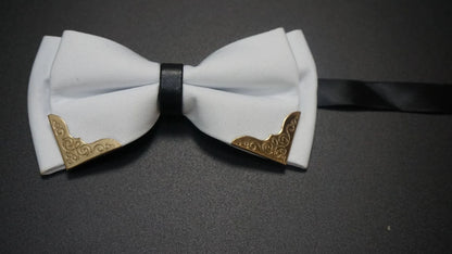 Men's Solid Black White Bow Ties Formal Dress Wedding Bowties For Men Women Leisure Metal Bling Butterfly Bowknot Banquet Cravat