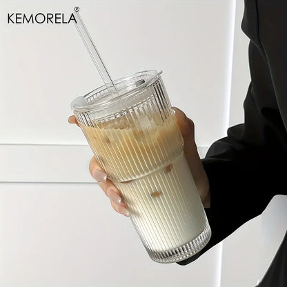 600ML Stripe Glass Coffee Cup