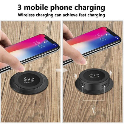 30W Wireless Charger Embedded Desktop Fast Wireless Charging For iPhone/Samsung/Huawei/Xiaomi Mobile Phone Dual USB