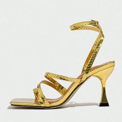 Print Leather Ankle Strap  shoe