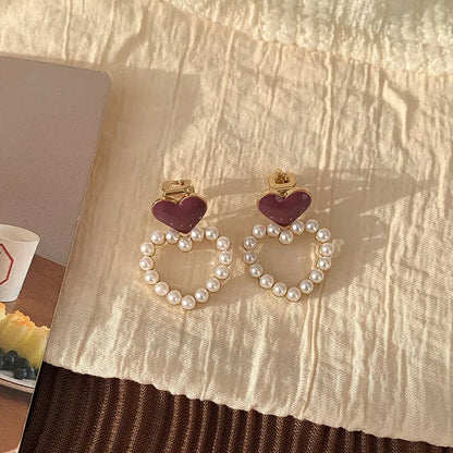 Simple Female Ear Clip Without Ear Hole Retro and Versatile Temperament Advanced Sense Minority Design Sense Pearl Earrings