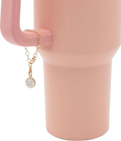 3PCS Straw Cover for Stanley Cup 30 40 Oz Tumblers Accessories 10mm Flower Silicone Straw Topper Lid with Initial Letter Charm