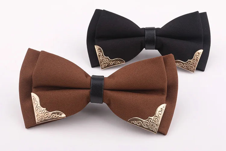 Men's Solid Black White Bow Ties Formal Dress Wedding Bowties For Men Women Leisure Metal Bling Butterfly Bowknot Banquet Cravat