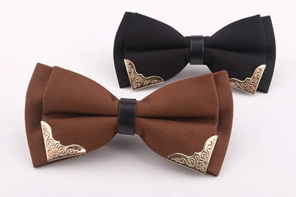 Men's Solid Black White Bow Ties Formal Dress Wedding Bowties For Men Women Leisure Metal Bling Butterfly Bowknot Banquet Cravat
