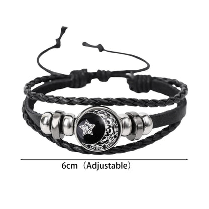 1/2Pcs Sun Moon Bracelet Luminous Adjustable Black Braided Romantic Bracelets for Friend Girlfriend Friendship Birthday Gifts