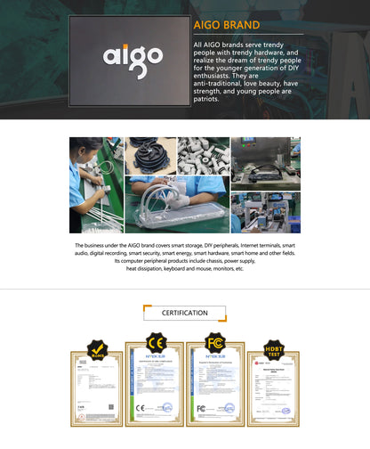 Aigo AK 500W PC PSU Power Supply Unit Black Gaming Quiet 120mm RGB Fan 24pin 12V ATX Desktop Computer Power Supply for BTC