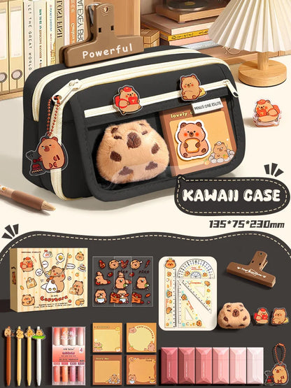 Cute Fabric Pencil Case Kawaii Large Capacity Animal Zipper Kids Bag Children'S Boys' Pen Pouch Girl School Case Supplies