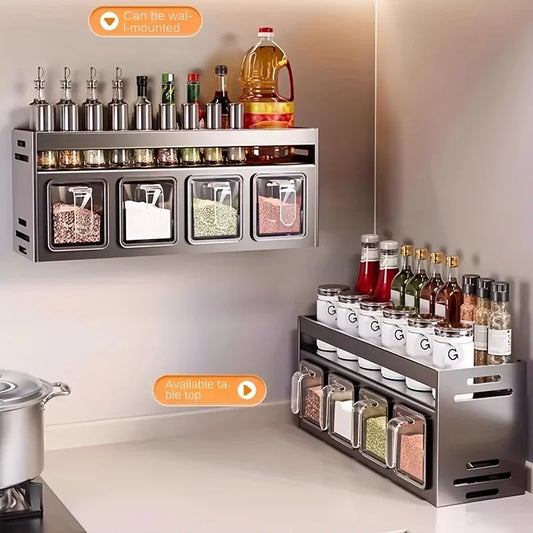 Stainless Steel Kitchen Spice Rack Wall