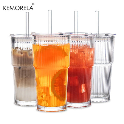 600ML Stripe Glass Coffee Cup
