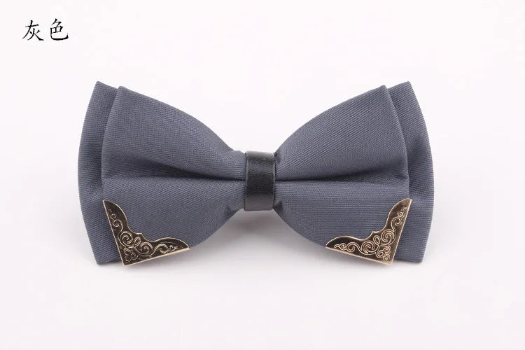 Men's Solid Black White Bow Ties Formal Dress Wedding Bowties For Men Women Leisure Metal Bling Butterfly Bowknot Banquet Cravat