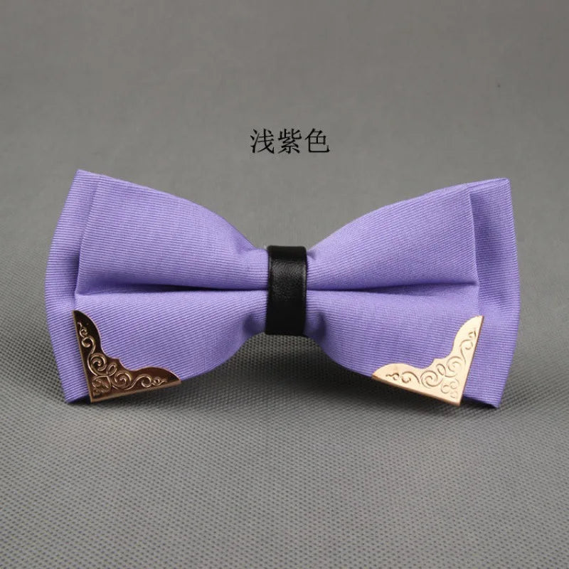 Men's Solid Black White Bow Ties Formal Dress Wedding Bowties For Men Women Leisure Metal Bling Butterfly Bowknot Banquet Cravat