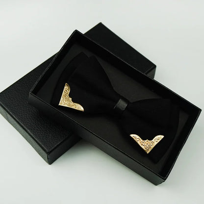 Men's Solid Black White Bow Ties Formal Dress Wedding Bowties For Men Women Leisure Metal Bling Butterfly Bowknot Banquet Cravat