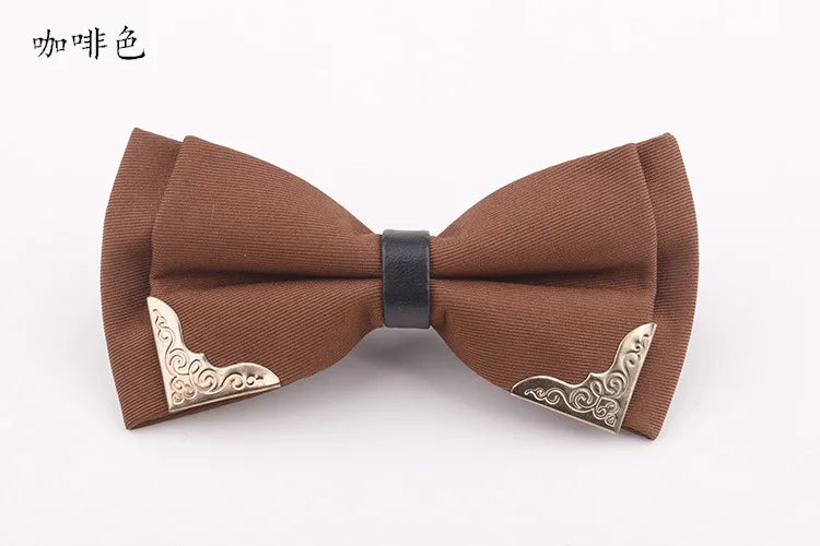 Men's Solid Black White Bow Ties Formal Dress Wedding Bowties For Men Women Leisure Metal Bling Butterfly Bowknot Banquet Cravat