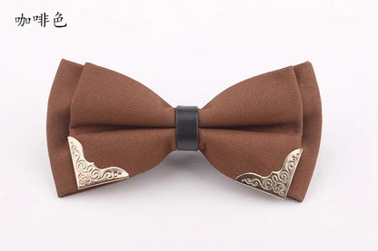 Men's Solid Black White Bow Ties Formal Dress Wedding Bowties For Men Women Leisure Metal Bling Butterfly Bowknot Banquet Cravat