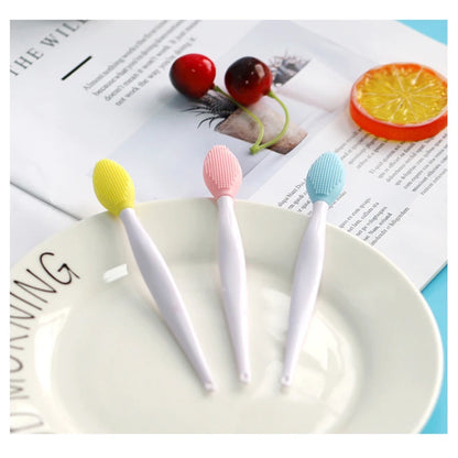 Skin Care Lip Exfoliating Facial Cleansing Face Scrub Nose Clean Brush Blackhead Remove Silicone Double-Sided Skin Care Tool