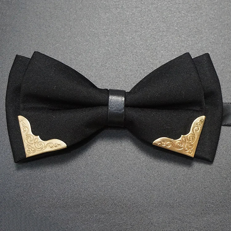 Men's Solid Black White Bow Ties Formal Dress Wedding Bowties For Men Women Leisure Metal Bling Butterfly Bowknot Banquet Cravat