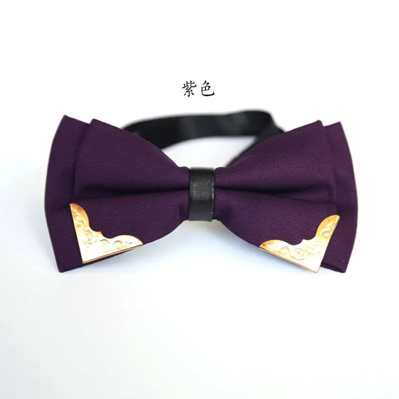 Men's Solid Black White Bow Ties Formal Dress Wedding Bowties For Men Women Leisure Metal Bling Butterfly Bowknot Banquet Cravat