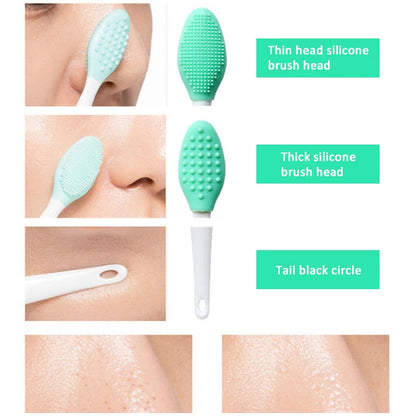 Skin Care Lip Exfoliating Facial Cleansing Face Scrub Nose Clean Brush Blackhead Remove Silicone Double-Sided Skin Care Tool