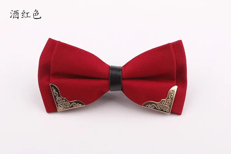 Men's Solid Black White Bow Ties Formal Dress Wedding Bowties For Men Women Leisure Metal Bling Butterfly Bowknot Banquet Cravat