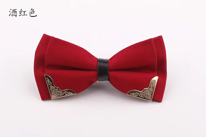 Men's Solid Black White Bow Ties Formal Dress Wedding Bowties For Men Women Leisure Metal Bling Butterfly Bowknot Banquet Cravat