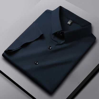 New Men's Business Casual Short Sleeved Solid Color Shirt Wrinkle Resistant Wrinkle Free Comfortable All Season Versatile Top