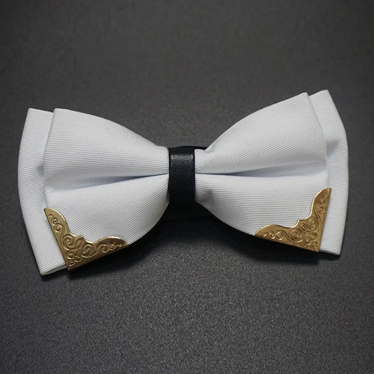 Men's Solid Black White Bow Ties Formal Dress Wedding Bowties For Men Women Leisure Metal Bling Butterfly Bowknot Banquet Cravat