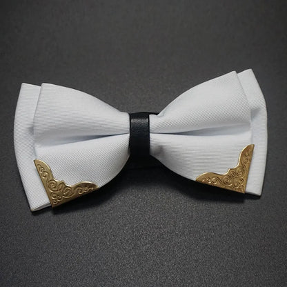Men's Solid Black White Bow Ties Formal Dress Wedding Bowties For Men Women Leisure Metal Bling Butterfly Bowknot Banquet Cravat