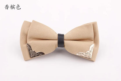 Men's Solid Black White Bow Ties Formal Dress Wedding Bowties For Men Women Leisure Metal Bling Butterfly Bowknot Banquet Cravat