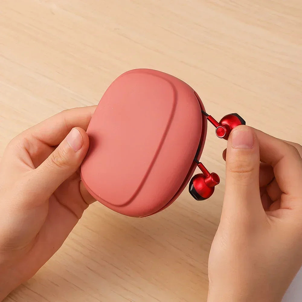 Silicone Headphone Pouch Case Portable Cable Organizer Anti-Fall Mini Wire Storage Case Charging Cord Earphone Protective Bag