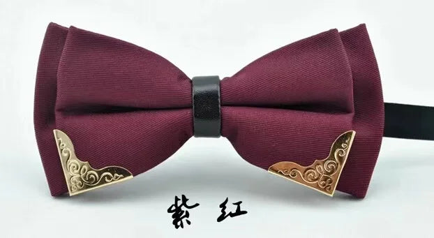 Men's Solid Black White Bow Ties Formal Dress Wedding Bowties For Men Women Leisure Metal Bling Butterfly Bowknot Banquet Cravat