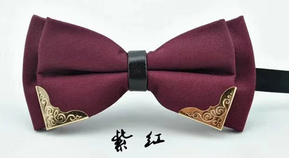 Men's Solid Black White Bow Ties Formal Dress Wedding Bowties For Men Women Leisure Metal Bling Butterfly Bowknot Banquet Cravat