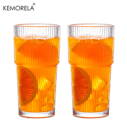 600ML Stripe Glass Coffee Cup