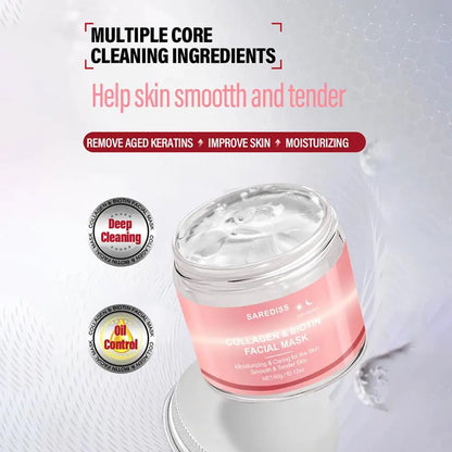 Collagen Hydrating Peel-Off Mask With Scraper Tighten Face Lifting Moisturizing Face Mask Deep Cleansing Brighten Skin Care Mask
