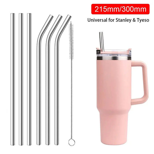 1Pc Stainless Steel Straws 6/8mm Reusable Straight Bent Drinking Straws Replacement Straw for Stanley 30oz 40oz for Tyeso Cup