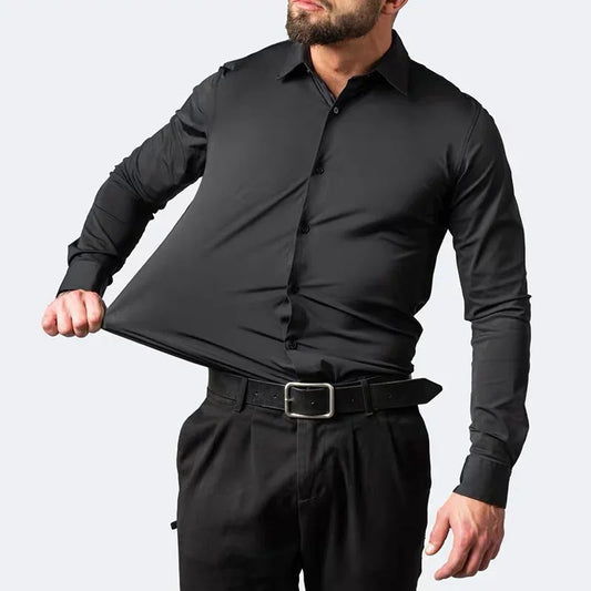 Men's long sleeved elastic shirt