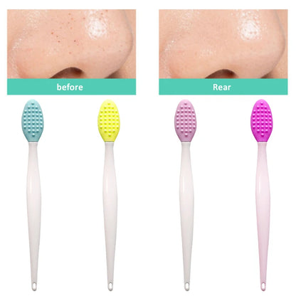 Skin Care Lip Exfoliating Facial Cleansing Face Scrub Nose Clean Brush Blackhead Remove Silicone Double-Sided Skin Care Tool
