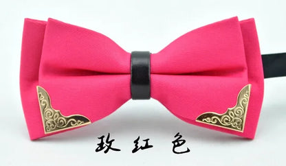 Men's Solid Black White Bow Ties Formal Dress Wedding Bowties For Men Women Leisure Metal Bling Butterfly Bowknot Banquet Cravat