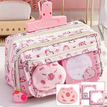 Cute Fabric Pencil Case Kawaii Large Capacity Animal Zipper Kids Bag Children'S Boys' Pen Pouch Girl School Case Supplies
