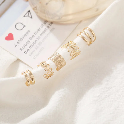 Fashion Gold Silver Color Leaves Clip Earrings for Women Men Creative Simple C Ear Cuff Non-Piercing Ear Clip Set Trendy Jewelry
