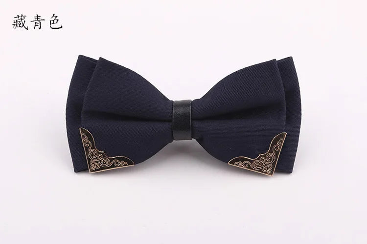 Men's Solid Black White Bow Ties Formal Dress Wedding Bowties For Men Women Leisure Metal Bling Butterfly Bowknot Banquet Cravat