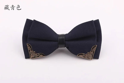 Men's Solid Black White Bow Ties Formal Dress Wedding Bowties For Men Women Leisure Metal Bling Butterfly Bowknot Banquet Cravat