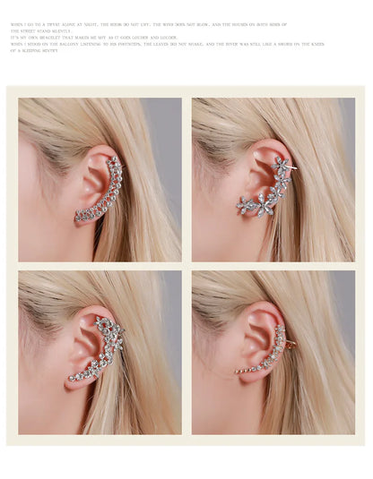 New Fashion Creative Crystal Rhinestone  Stud Earrings For Women Wrap Ear Cuff Clip Earrings Girl Trendy  Jewelry