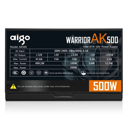 Aigo AK 500W PC PSU Power Supply Unit Black Gaming Quiet 120mm RGB Fan 24pin 12V ATX Desktop Computer Power Supply for BTC