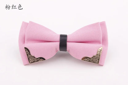 Men's Solid Black White Bow Ties Formal Dress Wedding Bowties For Men Women Leisure Metal Bling Butterfly Bowknot Banquet Cravat