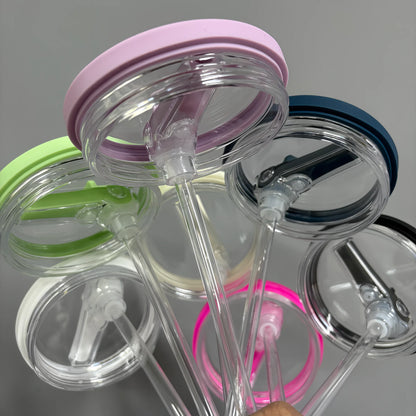 Reusable Tumbler Lid with Straw, Dust - proof Tumbler Lid, Replaceable Flip - Straw Lid Accessory for Stanley 30 - oz Mug