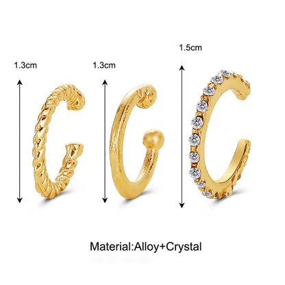 Fashion Gold Silver Color Leaves Clip Earrings for Women Men Creative Simple C Ear Cuff Non-Piercing Ear Clip Set Trendy Jewelry