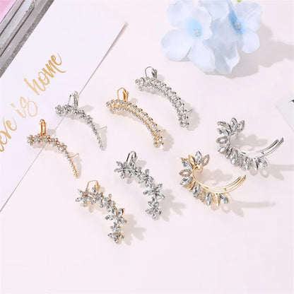 New Fashion Creative Crystal Rhinestone  Stud Earrings For Women Wrap Ear Cuff Clip Earrings Girl Trendy  Jewelry