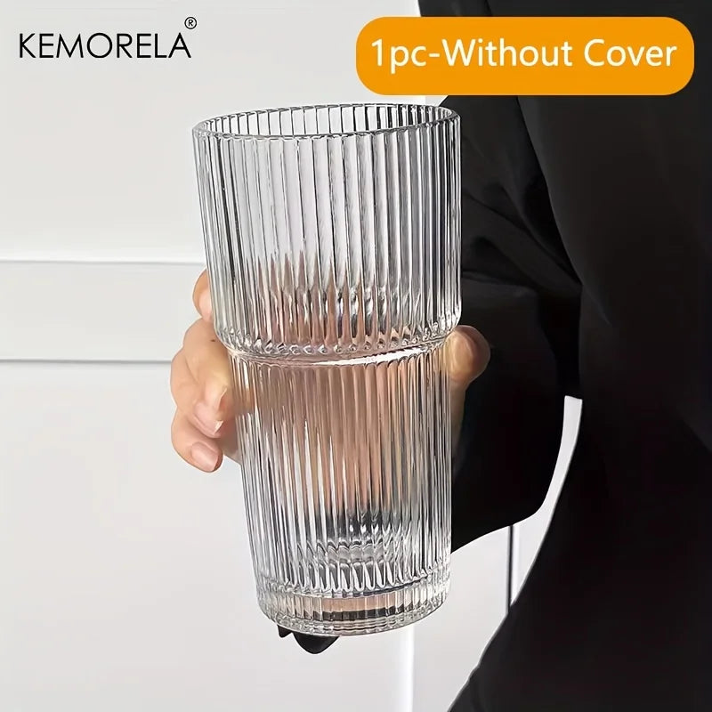 600ML Stripe Glass Coffee Cup