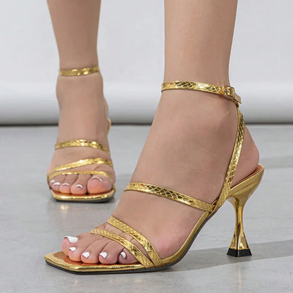 Print Leather Ankle Strap  shoe