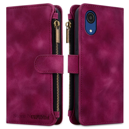 Zipper Wallet Case For Samsung Galaxy A11 A21S A01 A03 Core A23 5G A02 A02s A03s A04 A04e A04s A05 A05s Case Leather Flip Cover